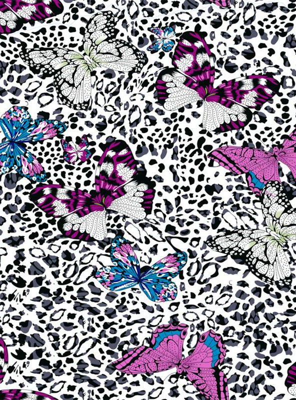 时尚蝴蝶豹纹面料印花素材