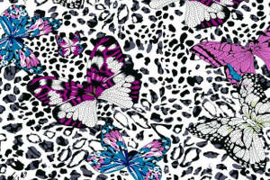 时尚蝴蝶豹纹面料印花素材