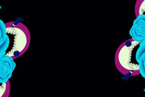 复古蓝玫瑰与蕾丝元素的面料印花设计素材