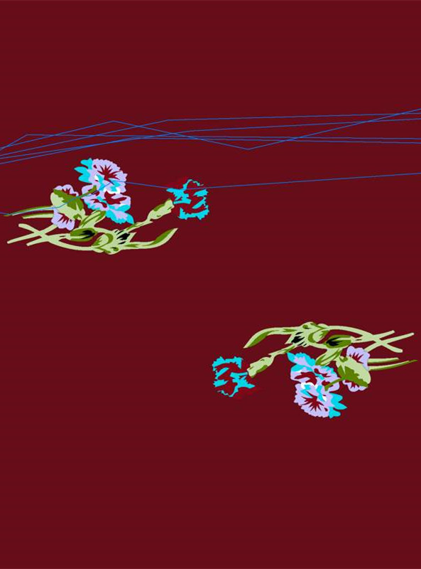 复古红底花卉面料印花素材 时尚服装印花设计灵感