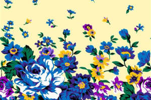 复古花卉图案面料印花素材，适用于服装印花设计