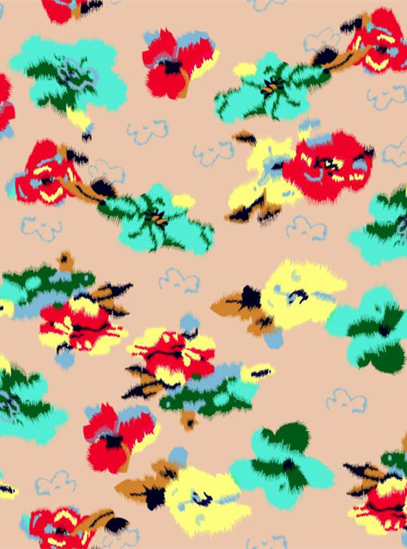 复古花卉艺术风面料印花素材,适合服装定制