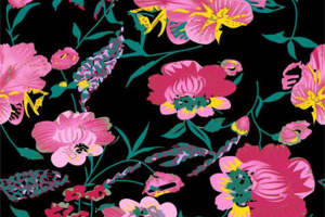 复古风粉色花卉面料印花 时尚服装印花设计素材