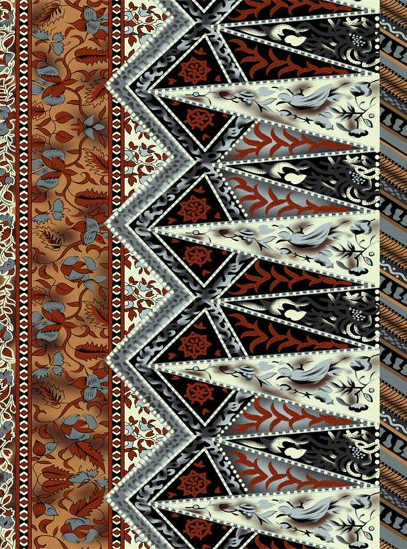 民族风几何拼接面料印花 服装印花设计素材