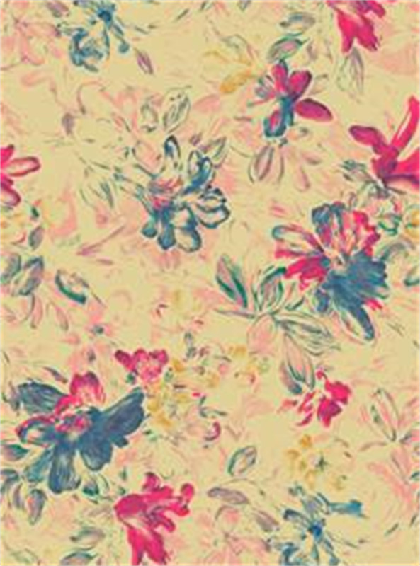 复古水彩花卉面料印花设计素材