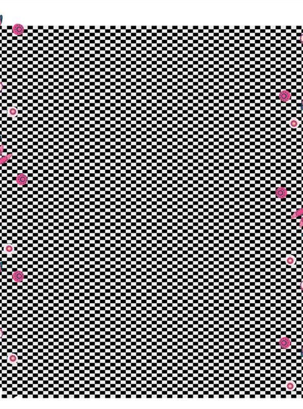 棋盘格与花卉点缀的时尚面料印花设计素材