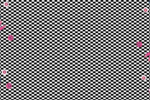 棋盘格与花卉点缀的时尚面料印花设计素材