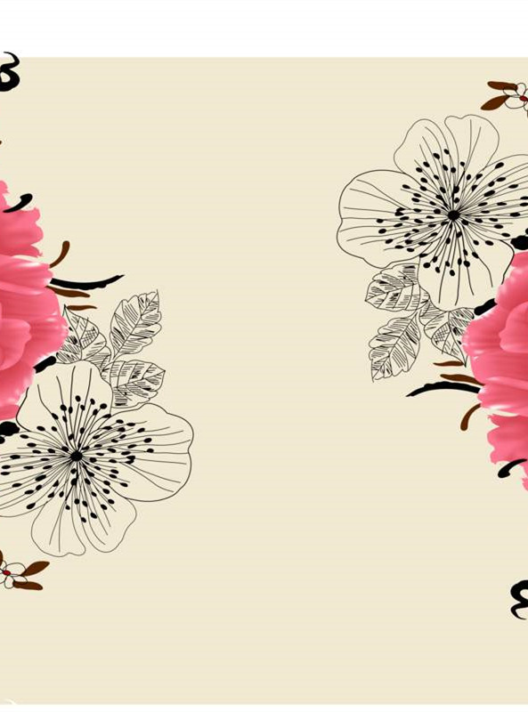 新中式水墨花卉面料印花 服装印花设计素材