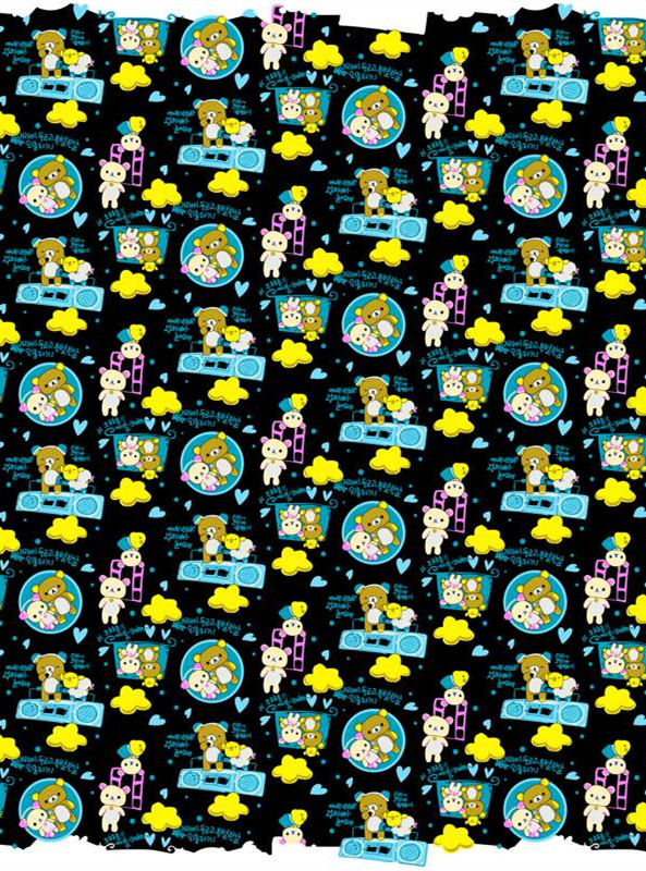 可爱卡通熊兔主题面料印花 儿童服装印花素材推荐