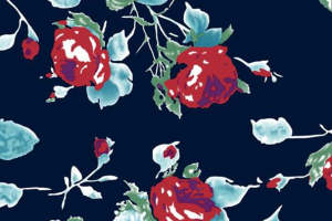 复古红玫瑰面料印花 时尚服装印花素材推荐