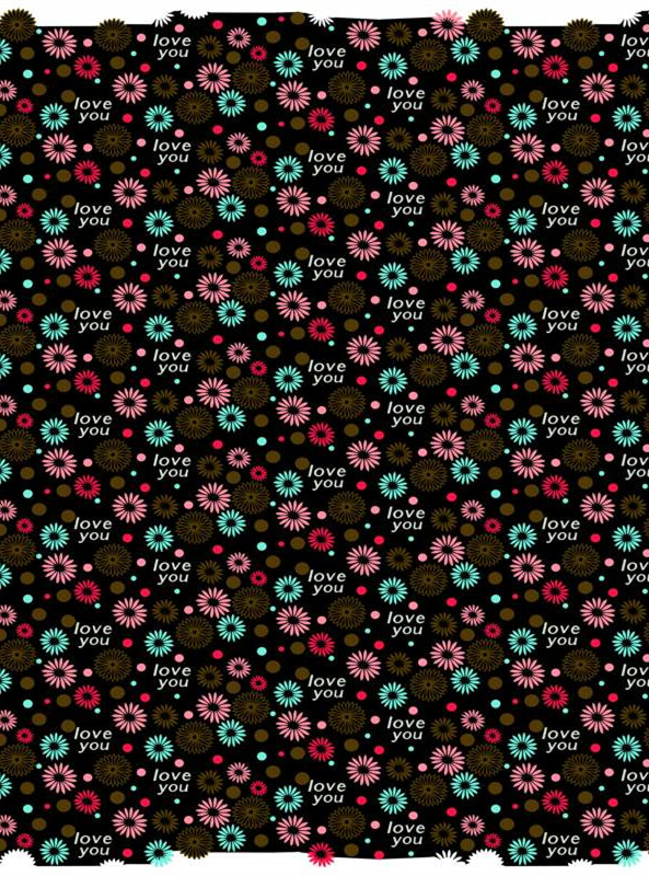 复古花卉与爱心点缀的时尚面料印花设计