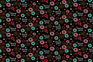 复古花卉与爱心点缀的时尚面料印花设计