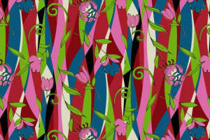 活力花卉与条纹交织的面料印花素材