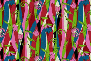 复古花卉条纹交织 时尚面料印花设计素材