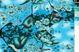 复古蓝绿花卉面料印花 服装印花素材推荐