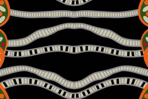 复古几何波浪纹面料印花素材，适用于时尚服装印花设计