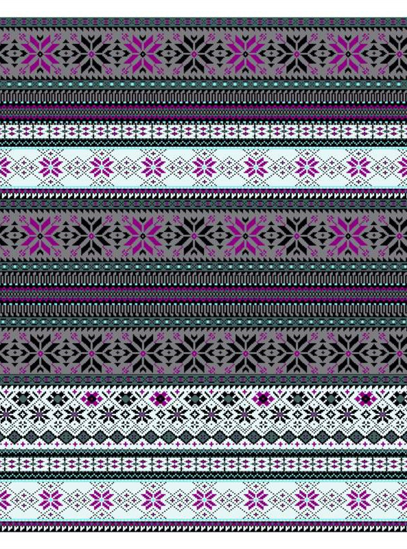 民族风紫黑几何面料印花 时尚服装印花素材推荐