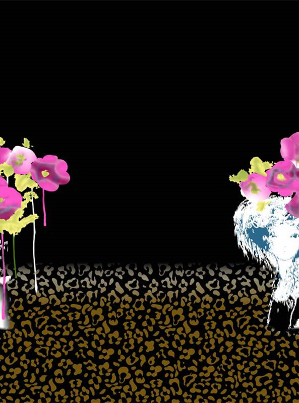 时尚豹纹与花卉融合的面料印花设计素材