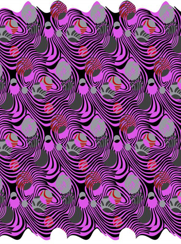 潮流抽象紫波点面料印花素材,打造个性服装