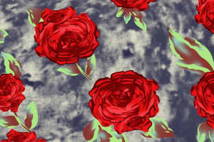 复古红玫瑰面料印花 时尚服装印花素材推荐