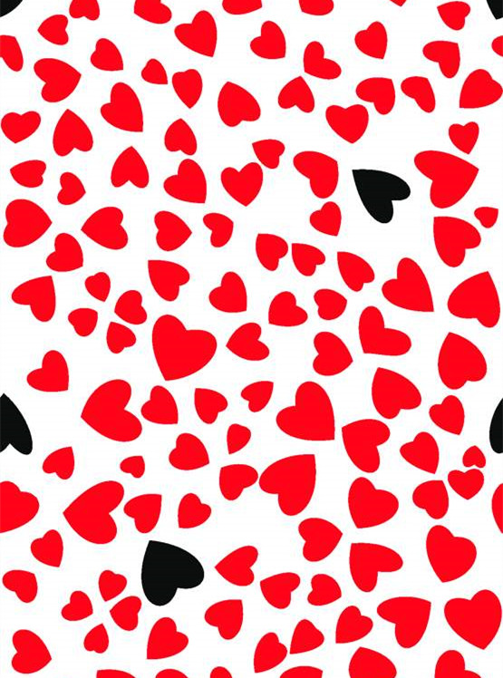 红黑爱心图案面料印花素材 时尚服装印花设计