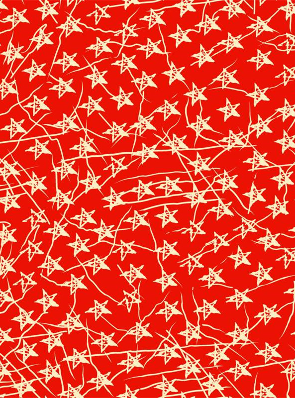 复古红底白星面料印花 时尚服装印花素材推荐