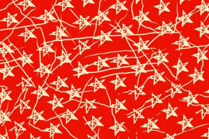 复古红底白星面料印花 时尚服装印花素材推荐