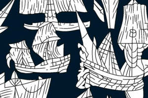 复古航海风帆船图案 服装印花面料素材推荐
