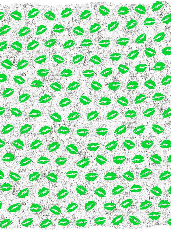 时尚绿色唇印服装印花设计素材