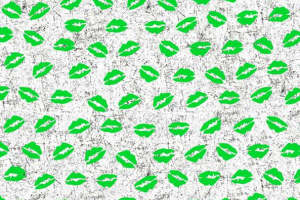 时尚绿色唇印服装印花设计素材