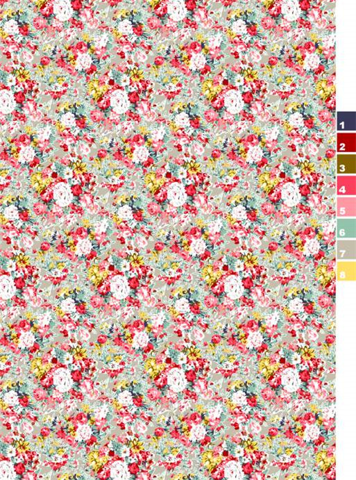 复古碎花面料印花素材,适用于春夏服装印花设计