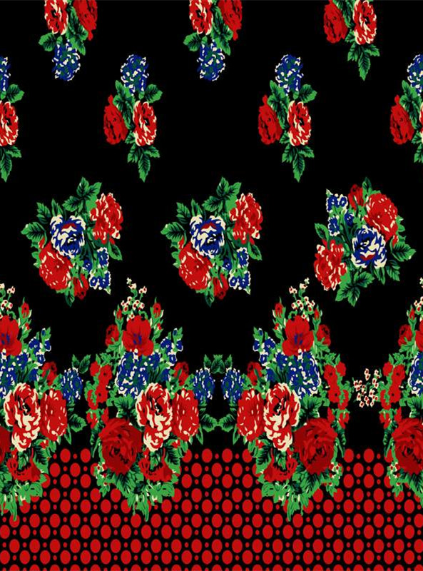 复古红蓝花卉面料印花素材 服装印花设计灵感