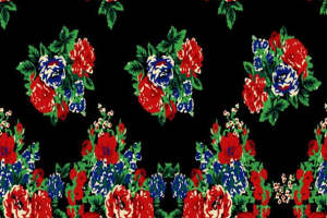 复古红蓝花卉面料印花素材 服装印花设计灵感