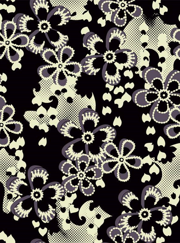 复古波点花卉面料印花素材