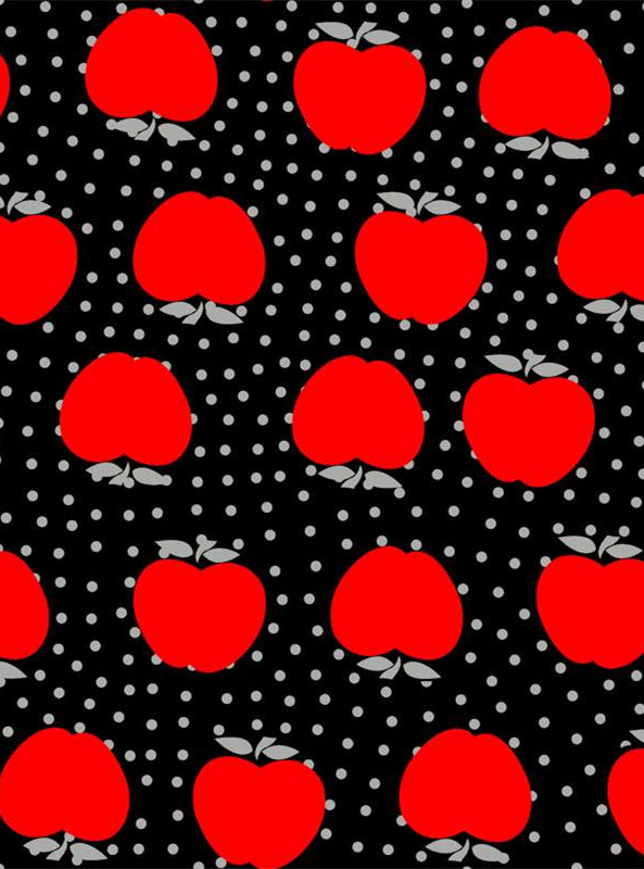 复古红苹果与波点面料印花设计