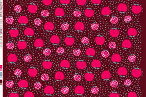 复古红底苹果纹面料印花 创意服装印花素材推荐