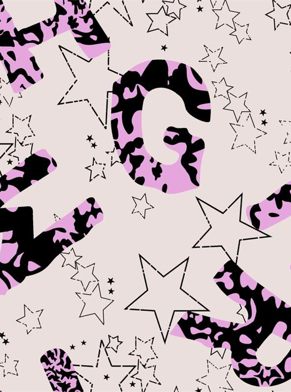 时尚粉黑迷彩星星图案 服装印花面料素材推荐