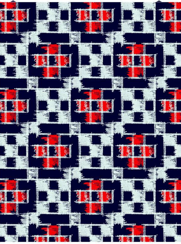 红蓝几何像素面料印花 服装印花设计优质素材