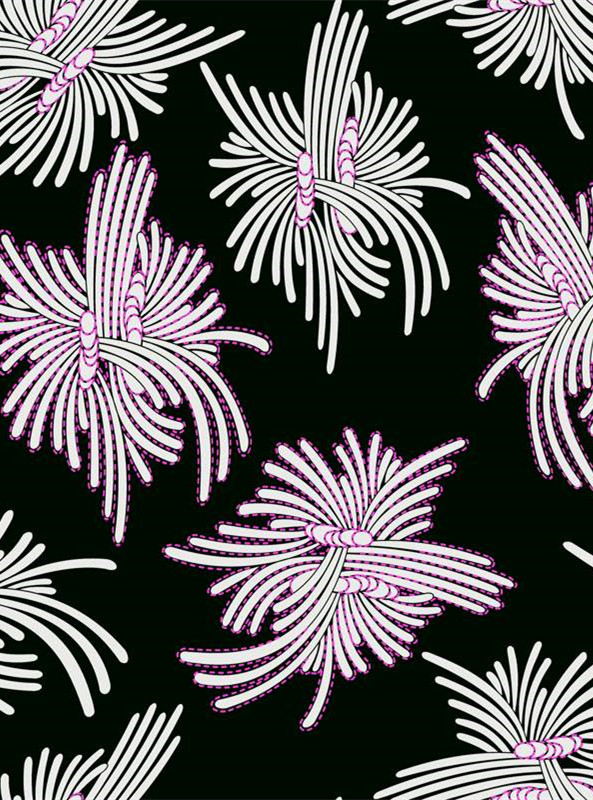 时尚面料印花素材:现代几何花卉图案