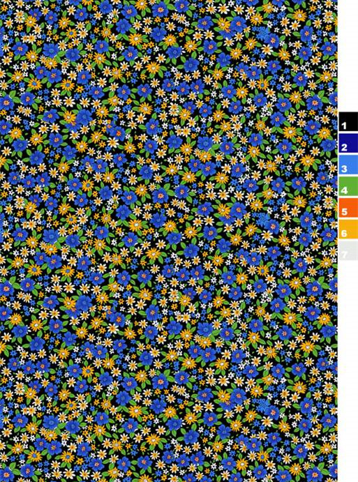 复古蓝黄碎花面料印花素材