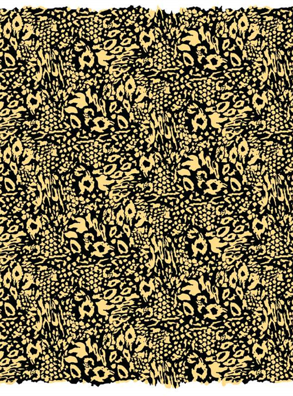 复古风黑黄豹纹面料印花素材