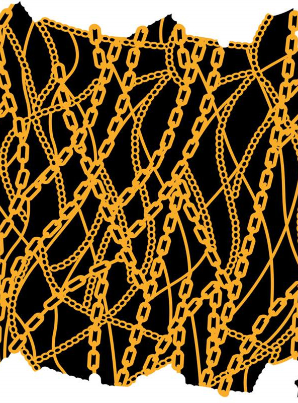 金色链条交织面料印花 时尚服装印花素材推荐
