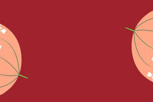 复古红底橙色圆形面料印花素材