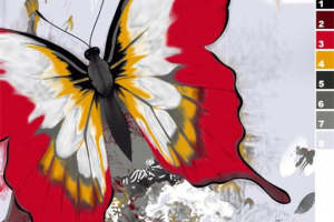 红白蝴蝶艺术风服装印花素材 时尚女装面料印花设计