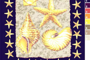 复古海洋风面料印花 海星贝壳图案夏季服装素材