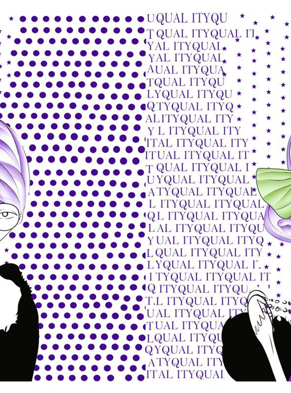 时尚波点与字母组合的创意服装印花素材设计