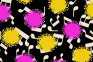 活力音符与圆点碰撞的面料印花设计