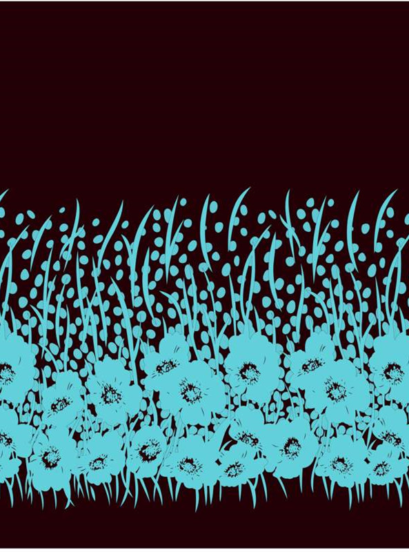 蓝绿花卉服装印花素材 时尚面料设计灵感