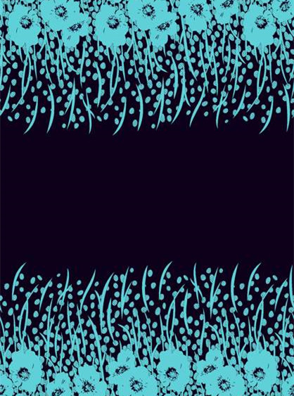 蓝绿花卉纹样 时尚服装印花面料素材