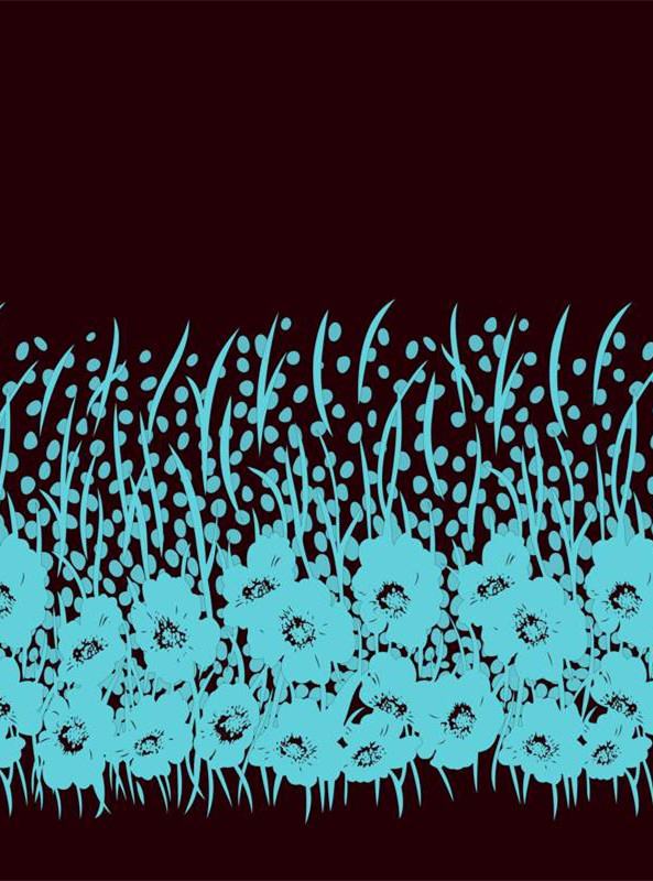 清新蓝调花卉面料印花 复古风服装印花素材推荐